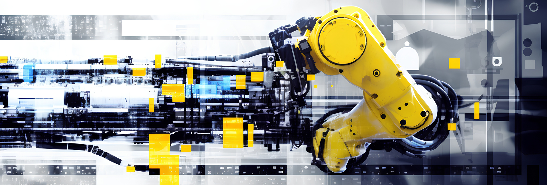 Yellow robot arm on diffuse background